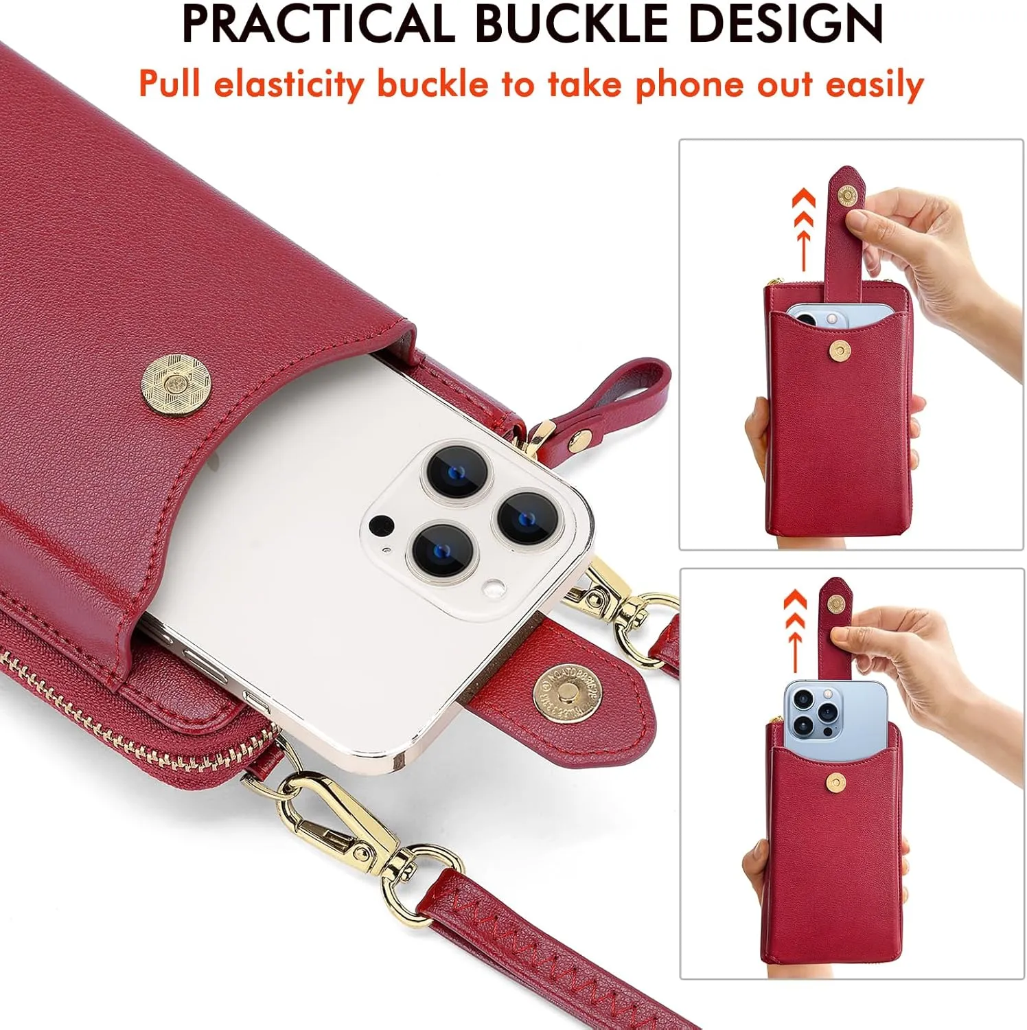 RONSIN Small Crossbody Wallet Purses for Women RFID Blocking Cell Phone Purse Vegan Leather Phone Bag Travel Handbag