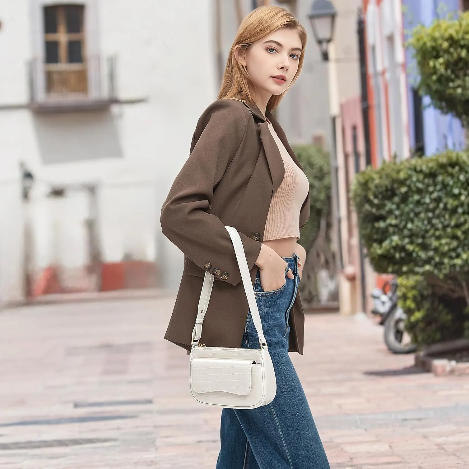 RONSIN Small Shoulder Bag for Women Mini Clutch Purse Tote Handbag Zipper Closure Crossbody Hobo Purse