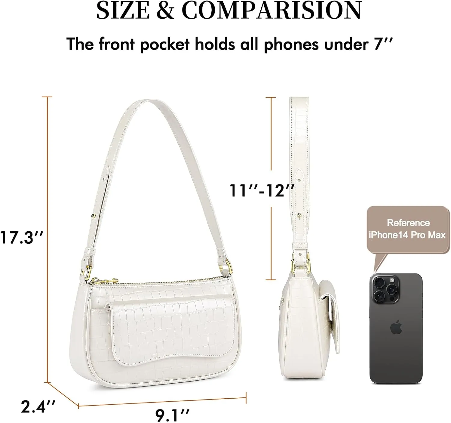 RONSIN Small Shoulder Bag for Women Mini Clutch Purse Tote Handbag Zipper Closure Crossbody Hobo Purse
