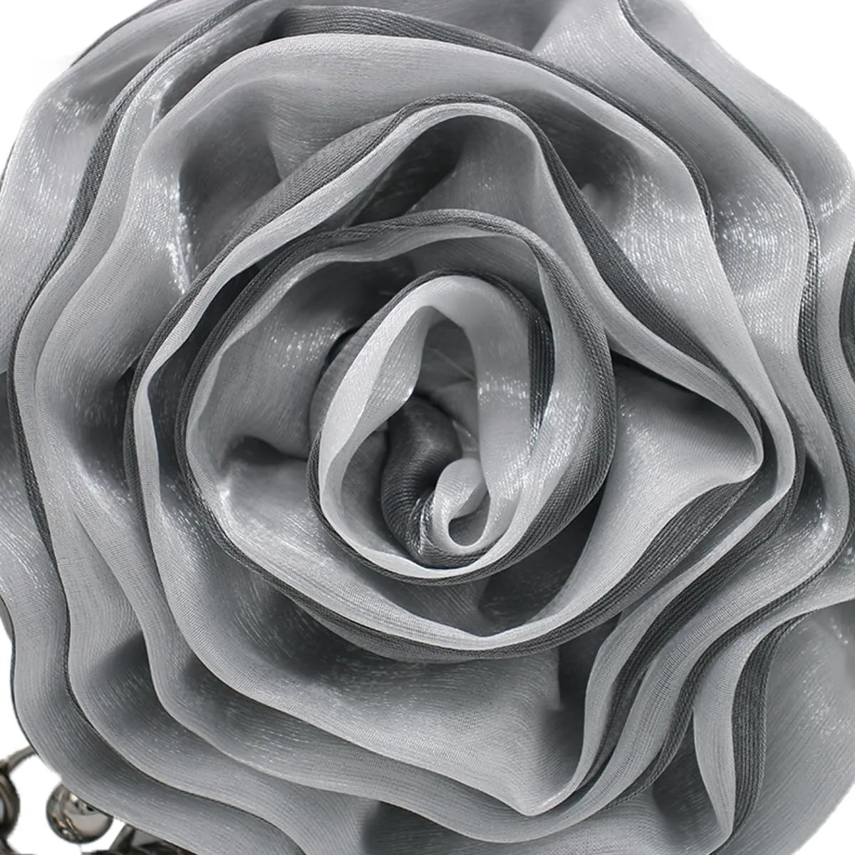 Rose Shaped Evening Bag Soft Satin Clutch Purse Floral Wristlet Handbag for Women Wedding Party Purse