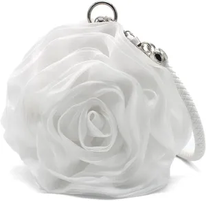 Rose Shaped Evening Bag Soft Satin Clutch Purse Floral Wristlet Handbag for Women Wedding Party Purse