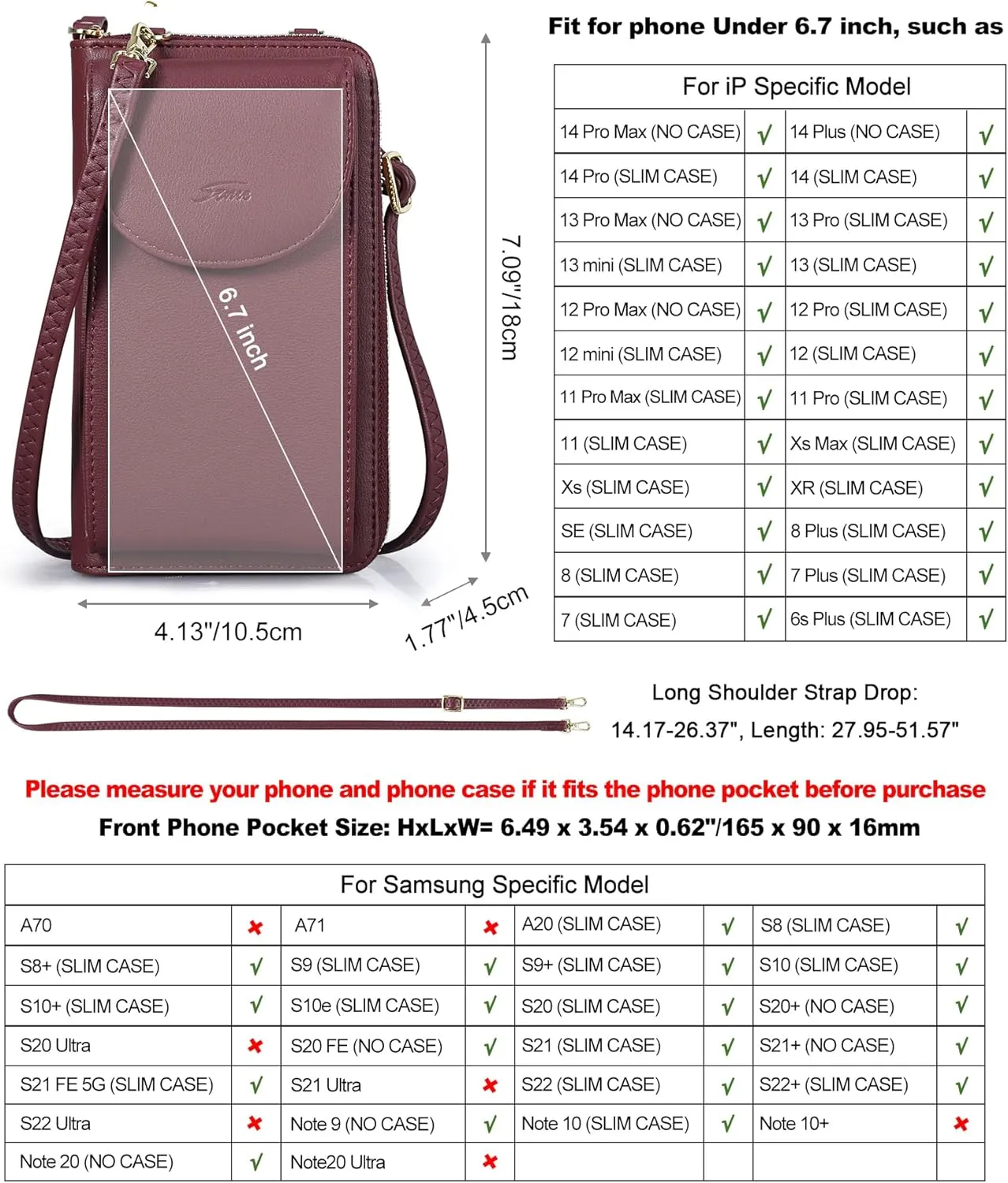 S-ZONE Small Crossbody Bags for Women Cell Phone Purse RFID Blocking Wallet Purses with Credit Card Slots