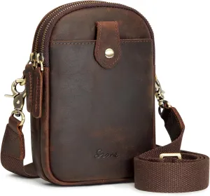 S-ZONE Small Crossbody Bags for Women Trendy RFID Blocking Cross body Bag Leather Cell Phone Wide Strap Shoulder Purses