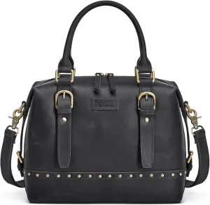 S-ZONE Top Grain Leather Crossbody Bag for Women Doctor Bag Shoulder Purses Satchel Purse