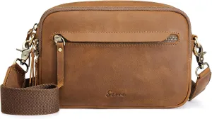 S-ZONE Top Grain Leather Crossbody Bags for Women RFID Blocking Shoulder Purses