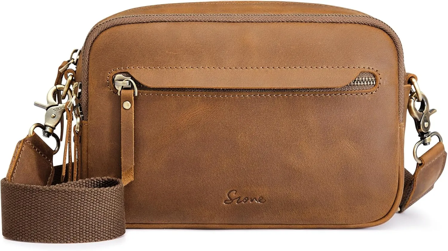 S-ZONE Top Grain Leather Crossbody Bags for Women RFID Blocking Shoulder Purses