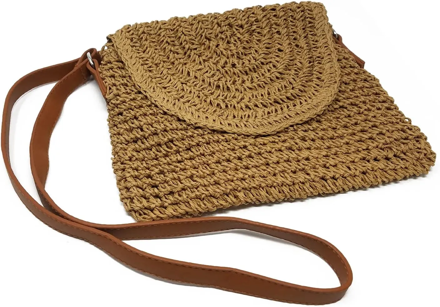SAGEFINDS Straw Crossbody Bag Summer Style Purse Envelope Flap Top Fully Lined Zipper Khaki