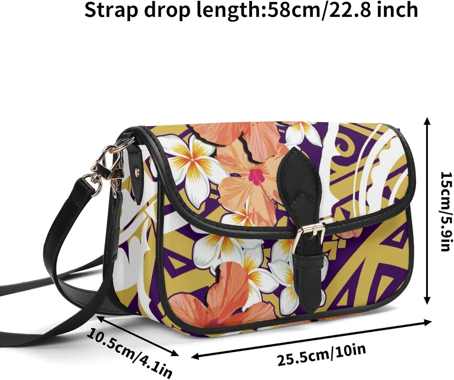 Samoa Hawaiian Tribal Design Floral Print Custom Crossbody Bag Polynesian Custom Women'S Crossbody Small Square Bag