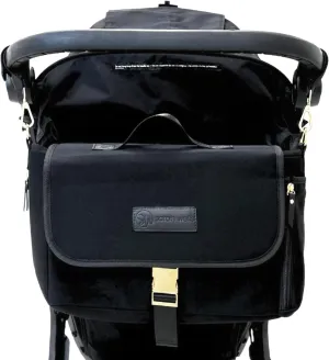 Sarah Wells Deluxe Stroller Caddy Organizer – Insulated, Machine-Washable Neoprene Bag with Crossbody Strap, Pockets & Luggage Sleeve (Black XOXO)