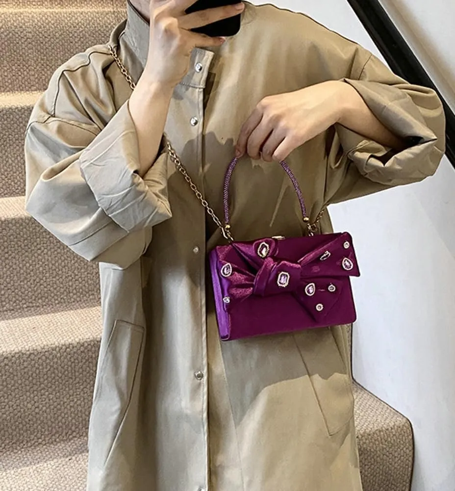 Satin Evening Clutch for Women Shiny Rhinestone Evening Bag Purses Gorgeous Handbags for Feast Party Wedding 2025