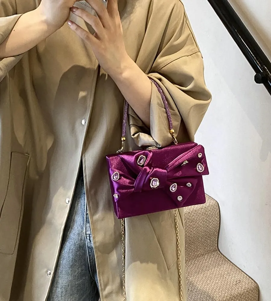 Satin Evening Clutch for Women Shiny Rhinestone Evening Bag Purses Gorgeous Handbags for Feast Party Wedding 2025