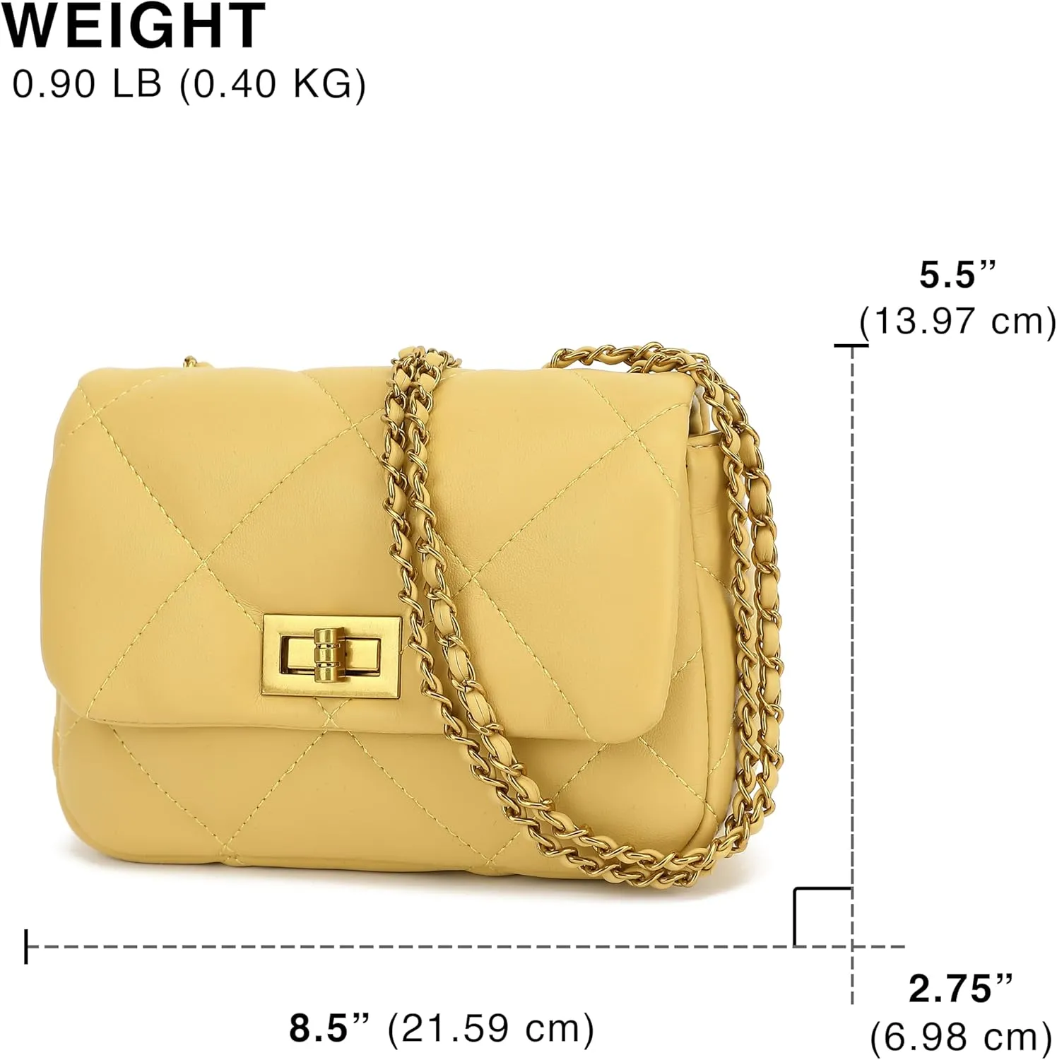 Scarleton Crossbody Bags for Women, Quilted Shoulder Bag Purse, Gold Chain Crossbody Bag Purses for Women, H2117