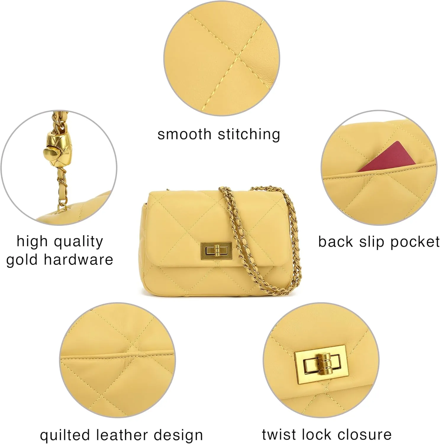 Scarleton Crossbody Bags for Women, Quilted Shoulder Bag Purse, Gold Chain Crossbody Bag Purses for Women, H2117