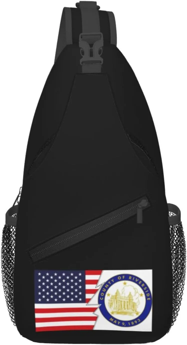 Seal Of Riverside County, California And America Crossbody Bags For Women Men Chest Backpack Gym Shoulder Bag Travel Outdoor Sports Casual Crossbody Bags