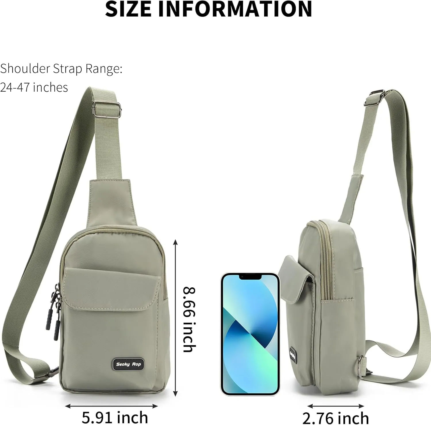 Seoky Rop Small Crossbody Bags for Women Men Nylon Water Resistant Sling Bag for Running Workout Travel