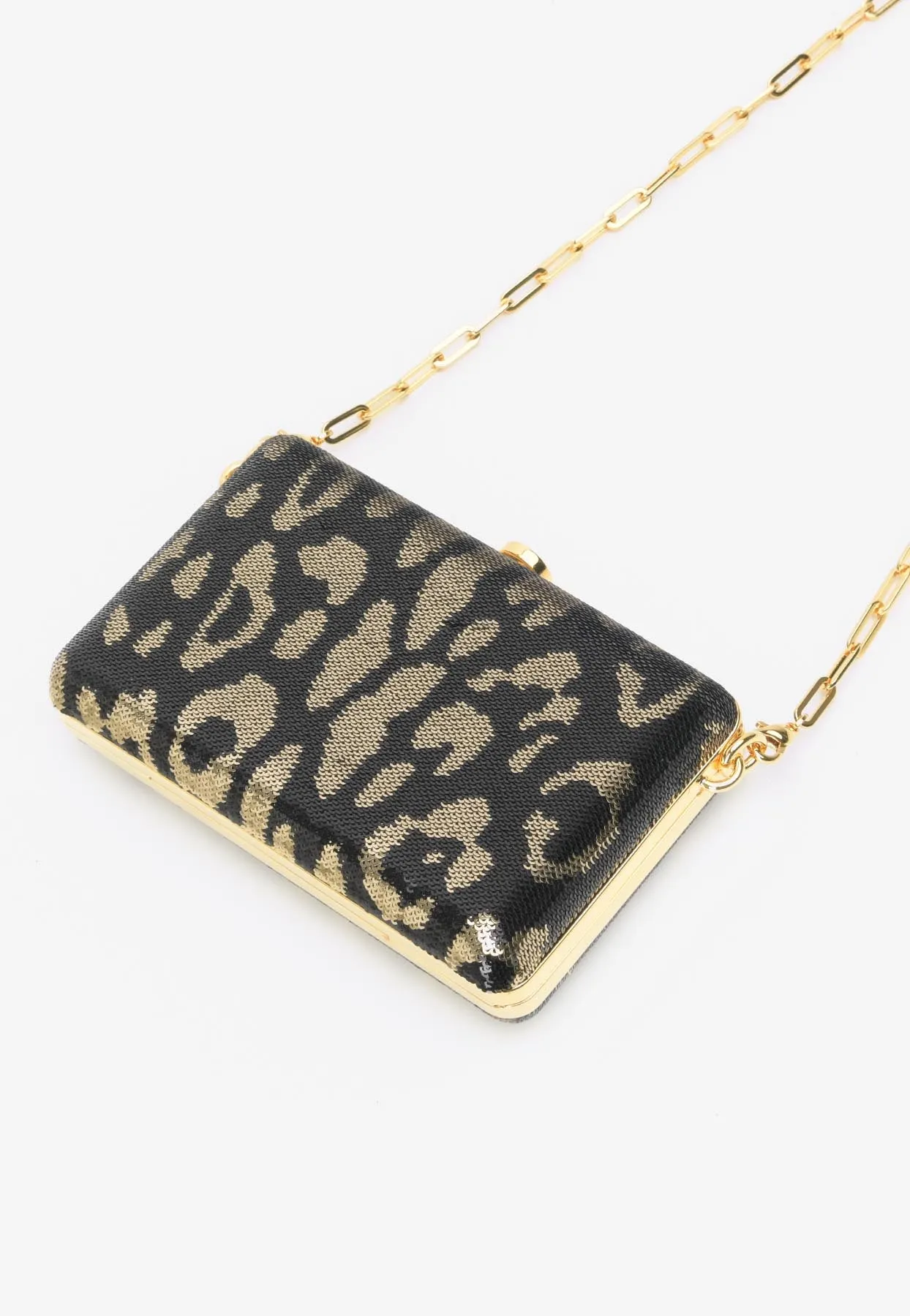 Sequined Leopard Clutch