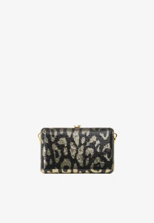 Sequined Leopard Clutch