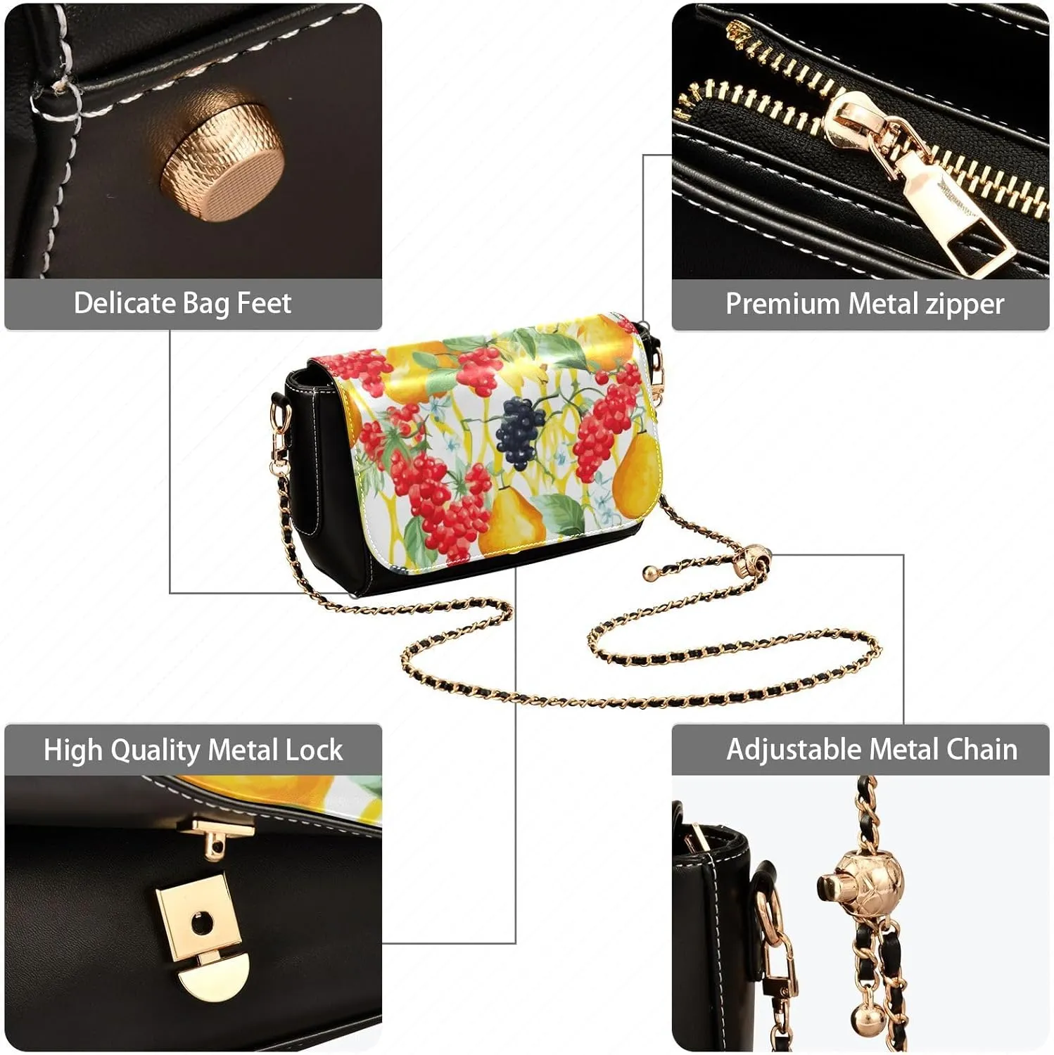 Shamrocks Clover and Bottle Women Leather Crossbody Bag, Leather Crossbody Bags, Crossbody Bags for Women Medium