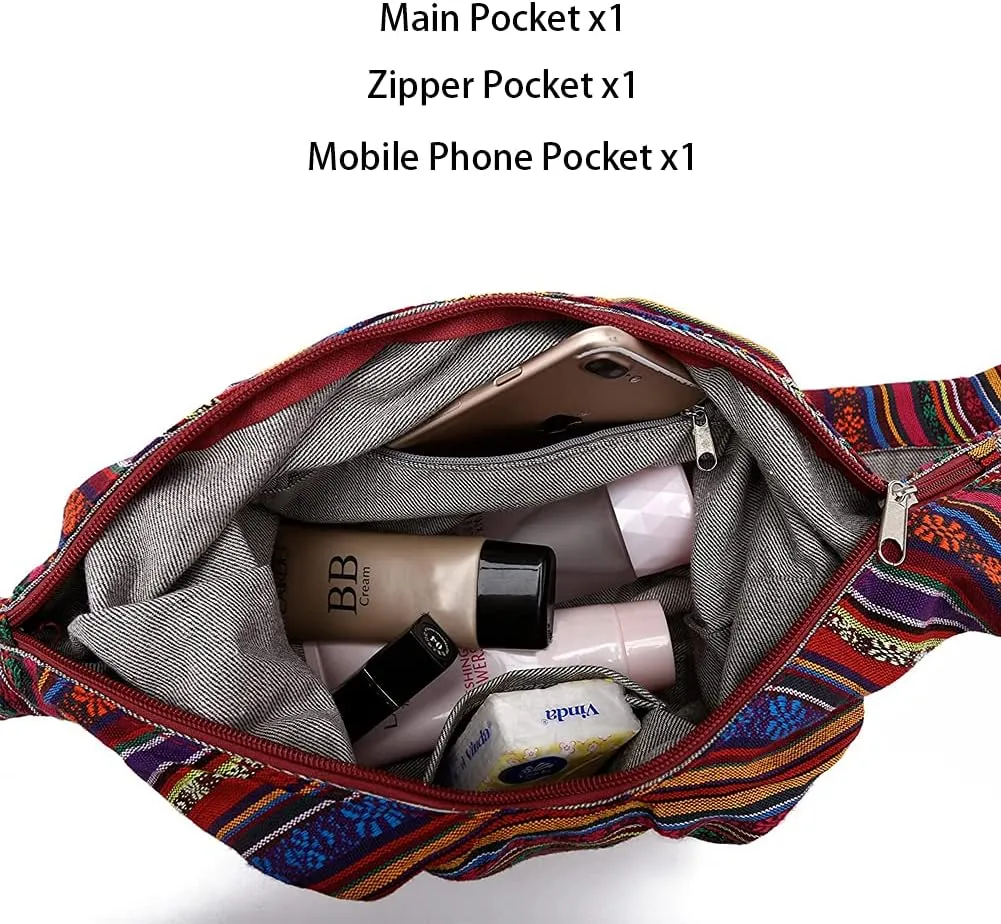 Shoulder Bag for women Hippie Crossbody Bag Bohemian Satchel Printed Cotton Linen Hobo Bag Purse