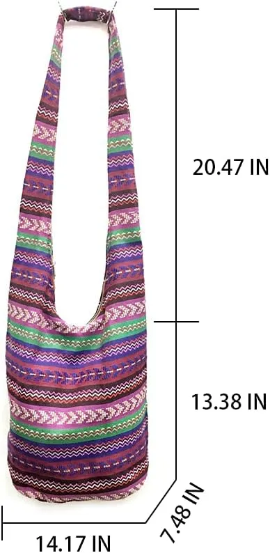 Shoulder Bag for women Hippie Crossbody Bag Bohemian Satchel Printed Cotton Linen Hobo Bag Purse
