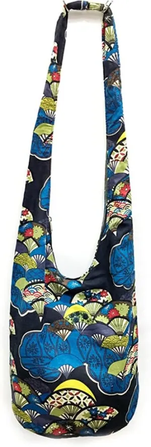 Shoulder Bag for women Hippie Crossbody Bag Bohemian Satchel Printed Cotton Linen Hobo Bag Purse