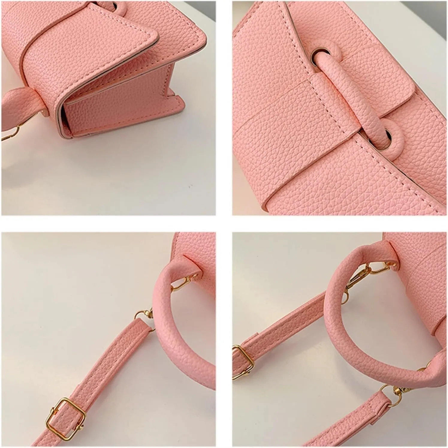 Shoulder Lychee print crossbody bag, niche design small bag, shoulder bag (Pink)