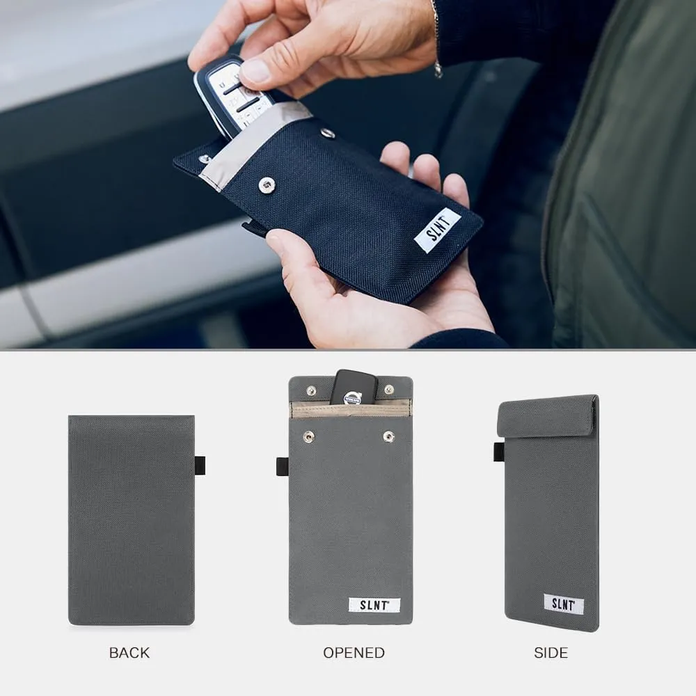 Silent Pocket Faraday Cage Key Fob Holder, Charcoal Grey, 4.3" x 3.5"