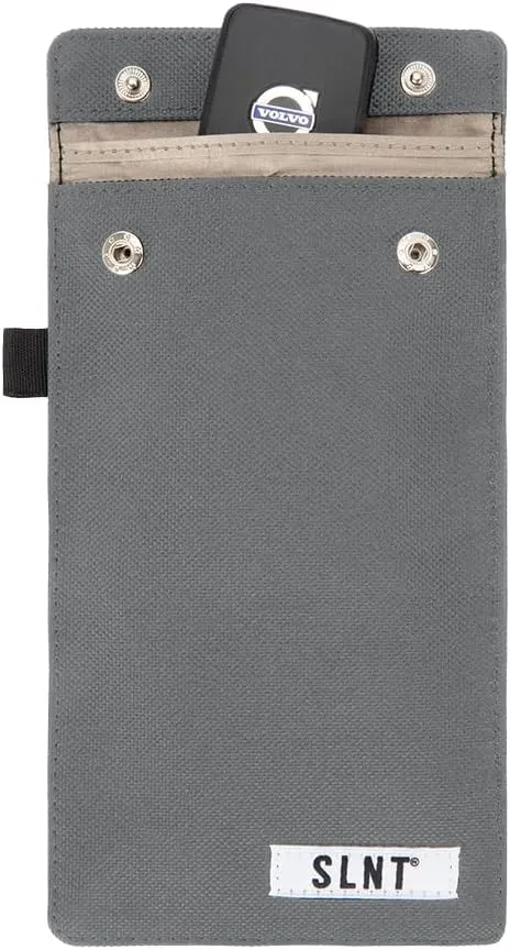 Silent Pocket Faraday Cage Key Fob Holder, Charcoal Grey, 4.3" x 3.5"
