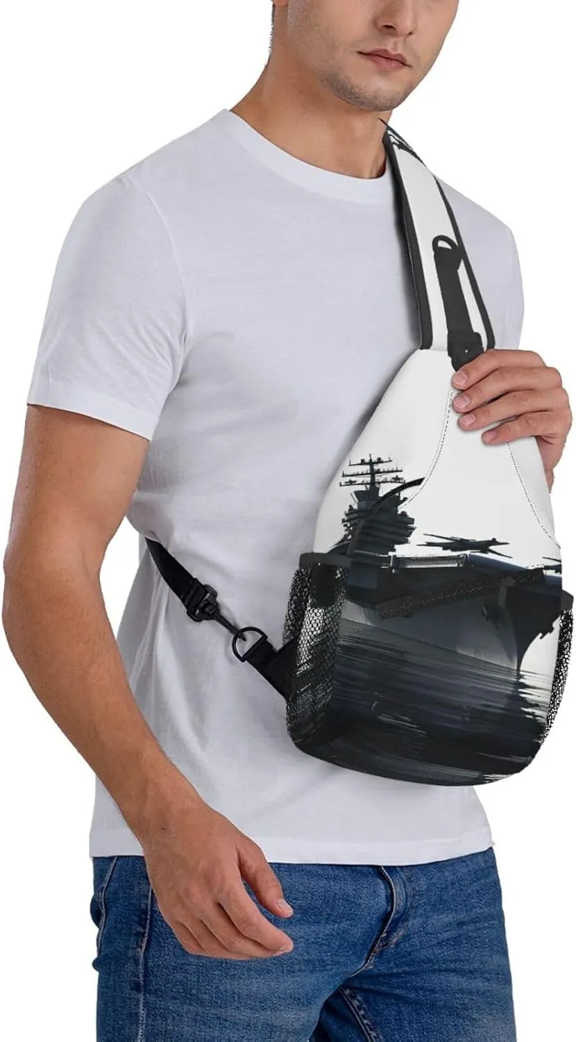 Sling Backpack Bag For Men Aircraft Carrier Cross Chest Bag Crossbody Shoulder Bag Travel Hiking Daypack