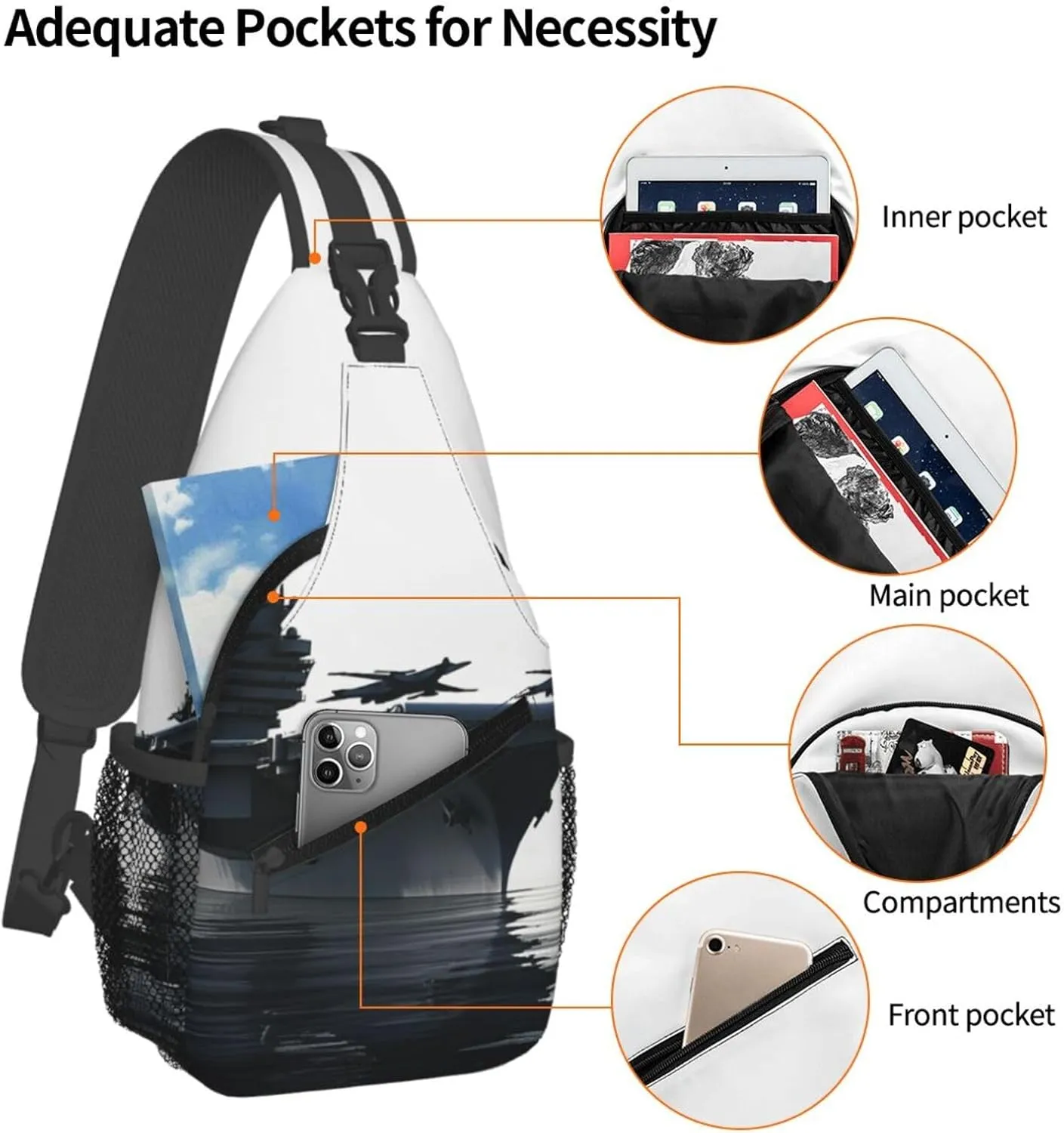 Sling Backpack Bag For Men Aircraft Carrier Cross Chest Bag Crossbody Shoulder Bag Travel Hiking Daypack