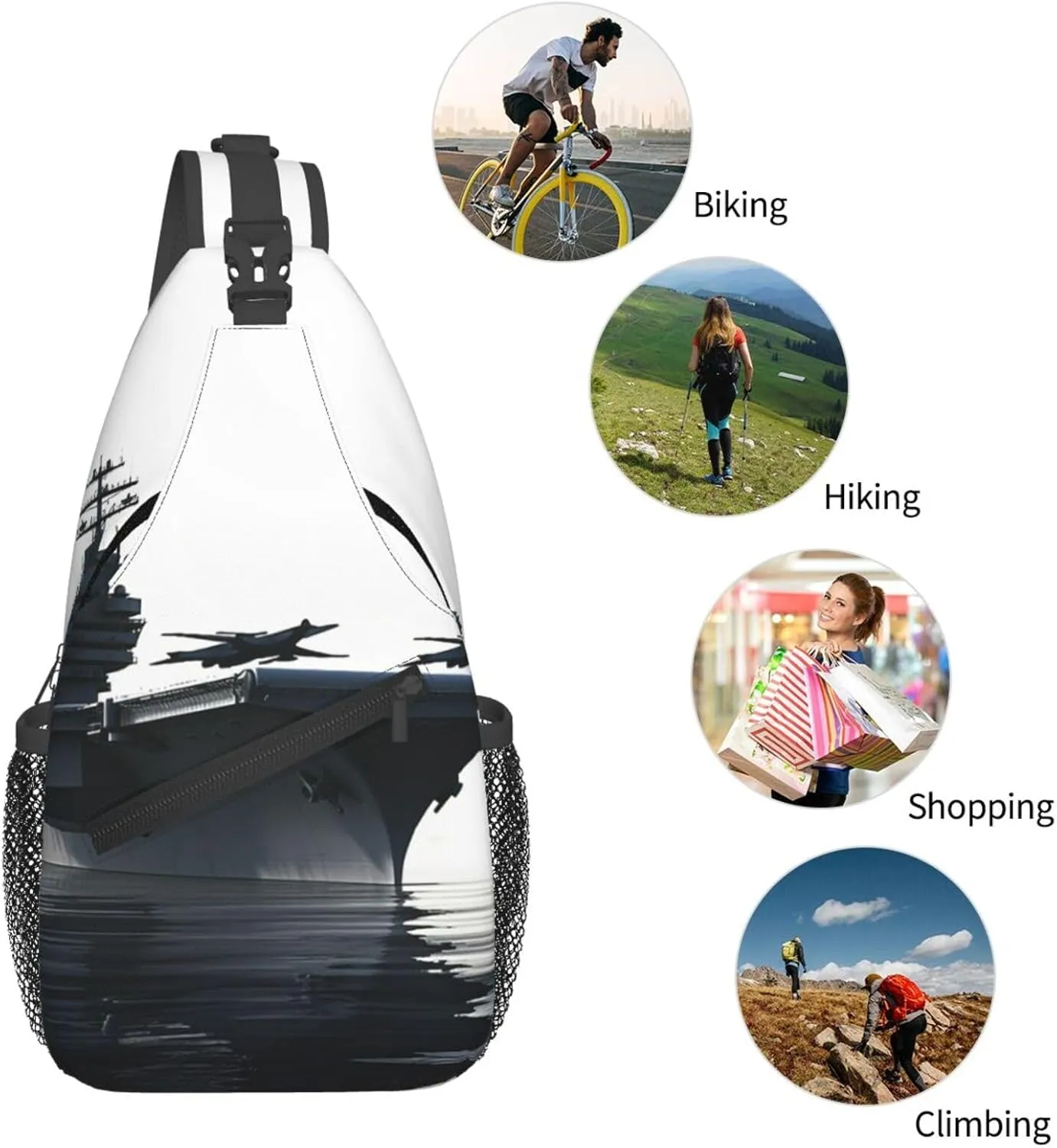 Sling Backpack Bag For Men Aircraft Carrier Cross Chest Bag Crossbody Shoulder Bag Travel Hiking Daypack