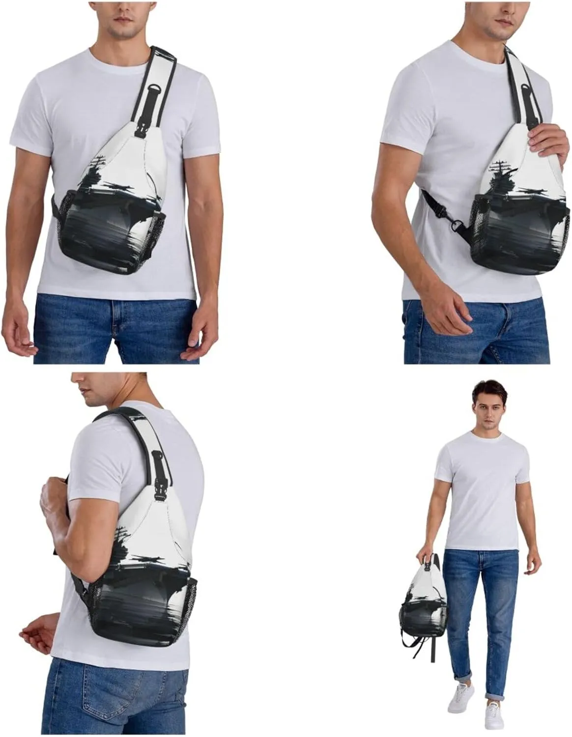 Sling Backpack Bag For Men Aircraft Carrier Cross Chest Bag Crossbody Shoulder Bag Travel Hiking Daypack