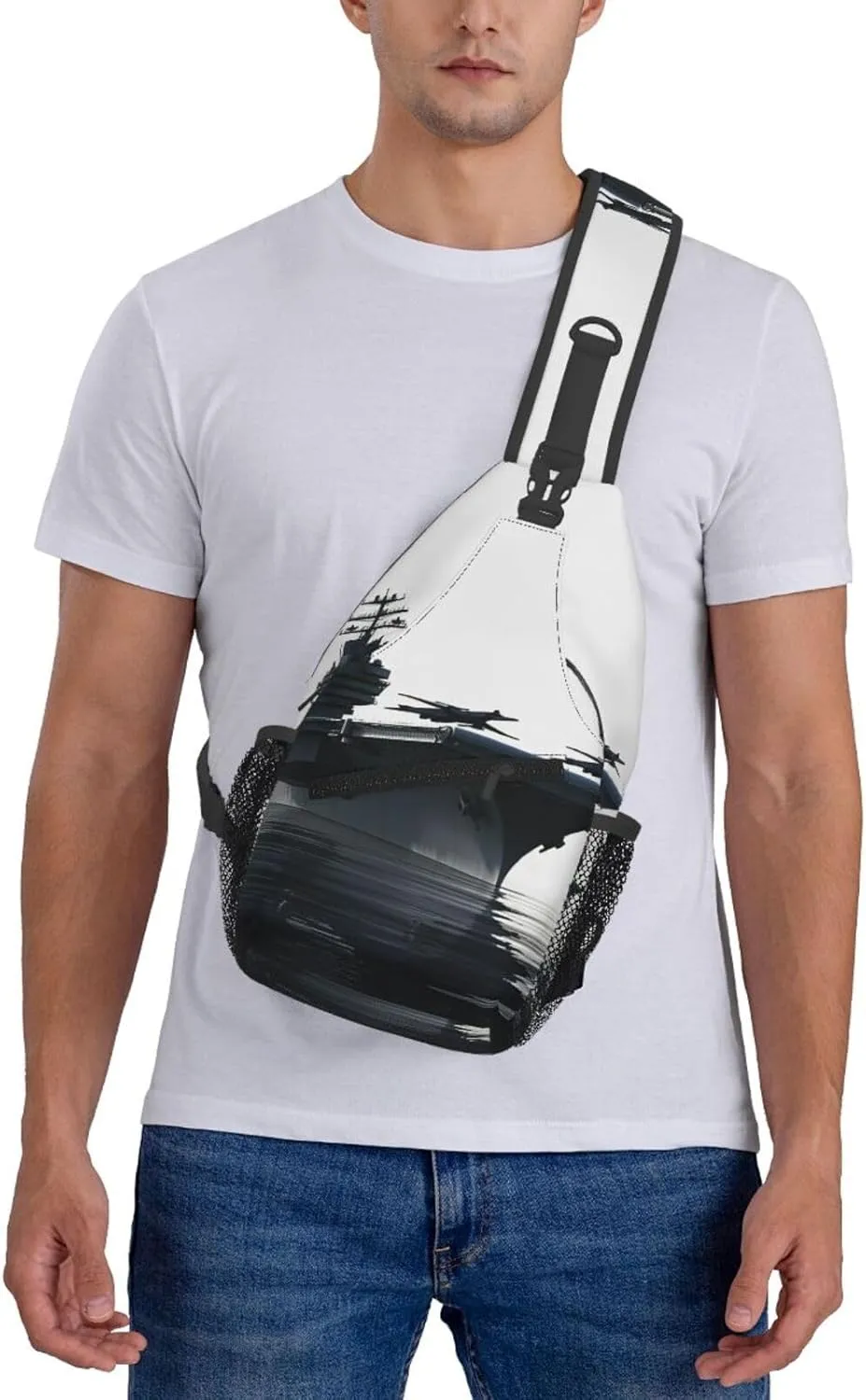 Sling Backpack Bag For Men Aircraft Carrier Cross Chest Bag Crossbody Shoulder Bag Travel Hiking Daypack