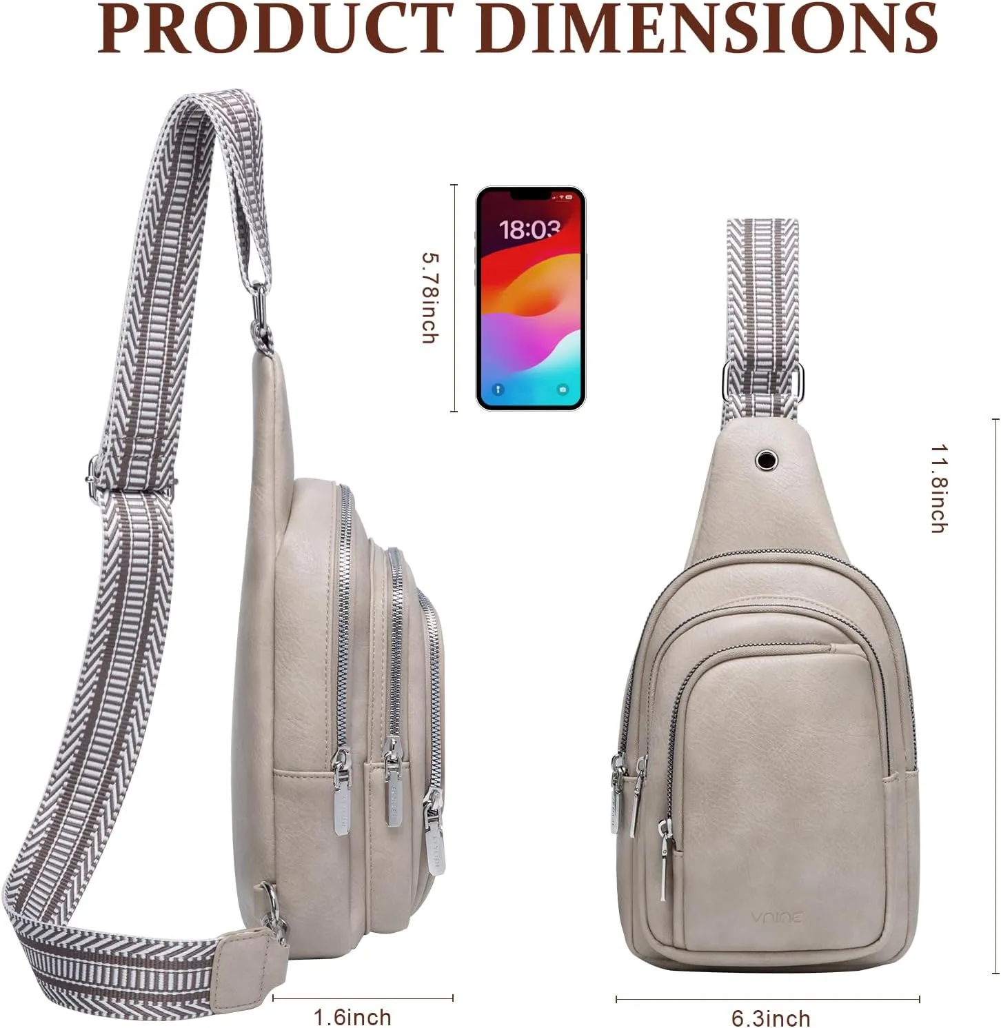 Sling Bag Crossbody Bags for Women: Leather Small Sling Backpack with 3 Pocket Fanny Packs Chest Bag for Dating Travel
