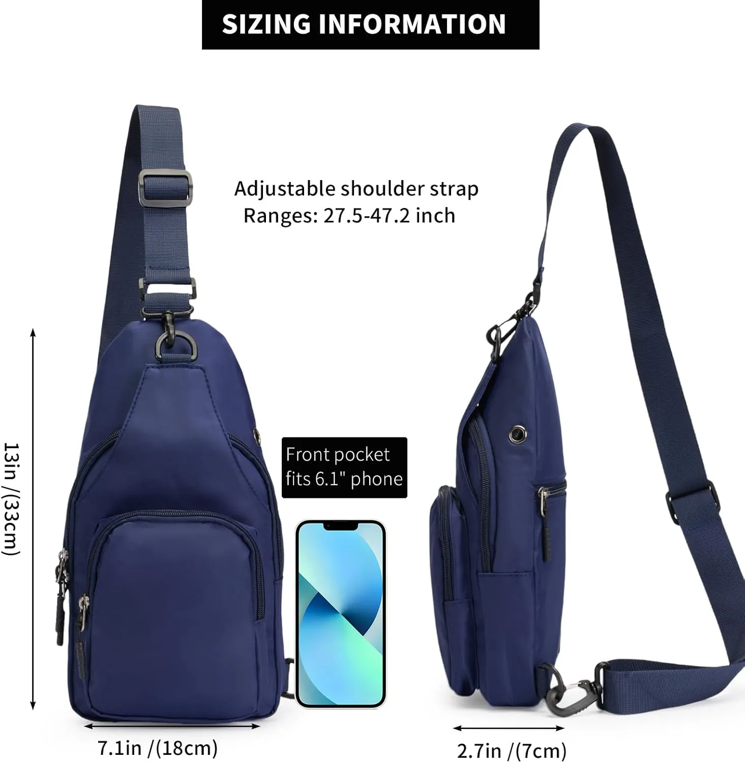 Sling Bag for Men Women, Small Crossbody Bag Trendy, Water Resistant Fanny Pack Running Phone Holder for Travel