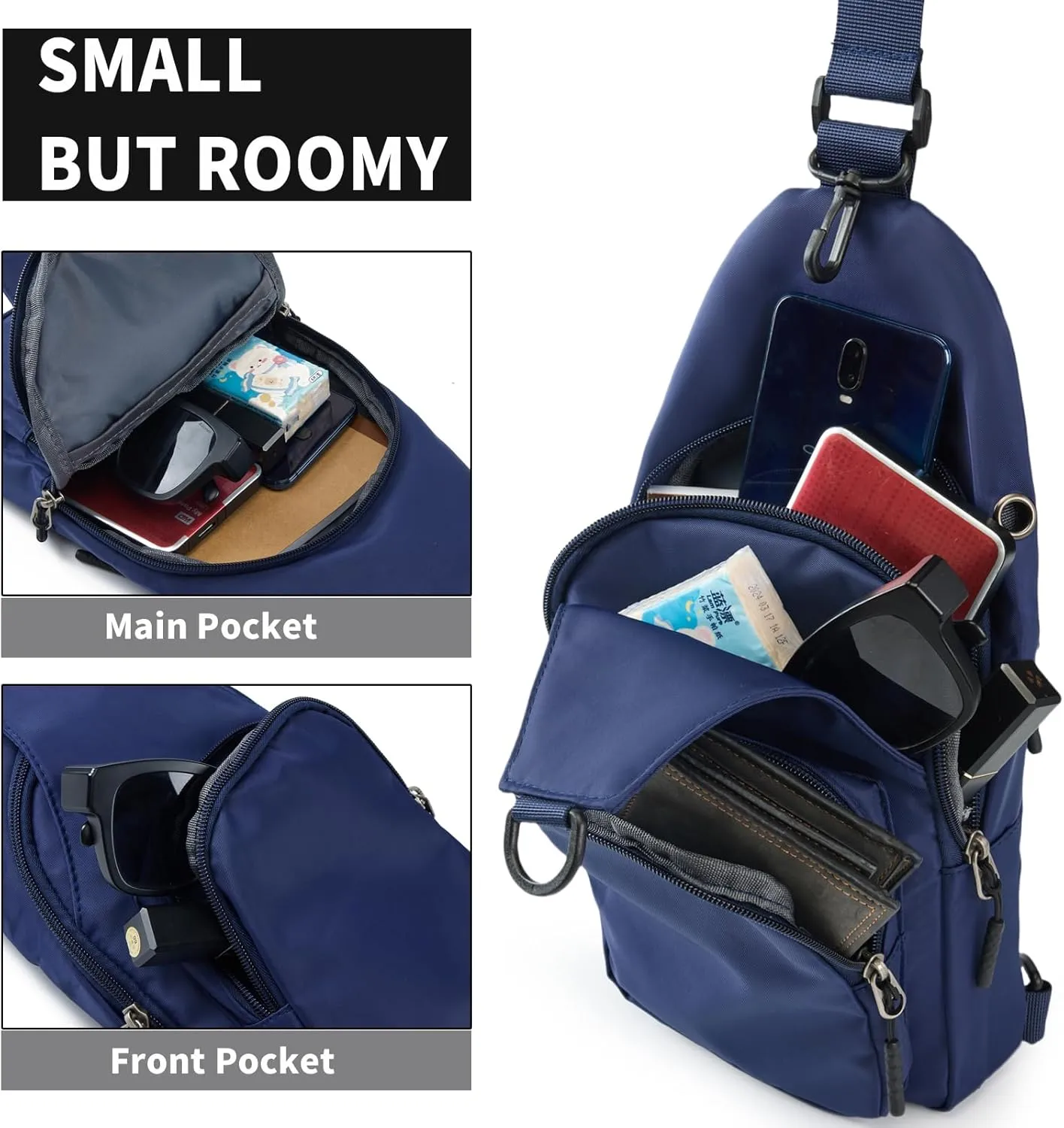 Sling Bag for Men Women, Small Crossbody Bag Trendy, Water Resistant Fanny Pack Running Phone Holder for Travel