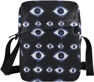 Sling Bag Purse Evil Eye Blue Print for Women Men, Small Crossbody Pouch with Adjustable Strap 6.6×2.5×9.4 IN