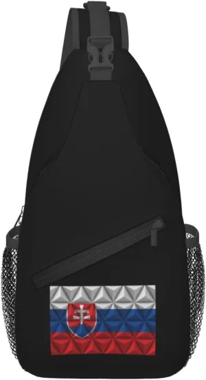 Slovak Flag With Polygonal Effect Crossbody Bags For Women Men Chest Backpack Gym Shoulder Bag Travel Outdoor Sports Casual Crossbody Bags