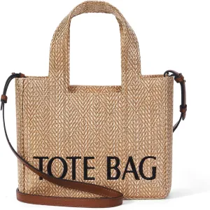 Small Beach Tote Bag Straw Beach Bag for Women Straw Vacation Handbag Summer Woven Crossbody Shoulder Purse