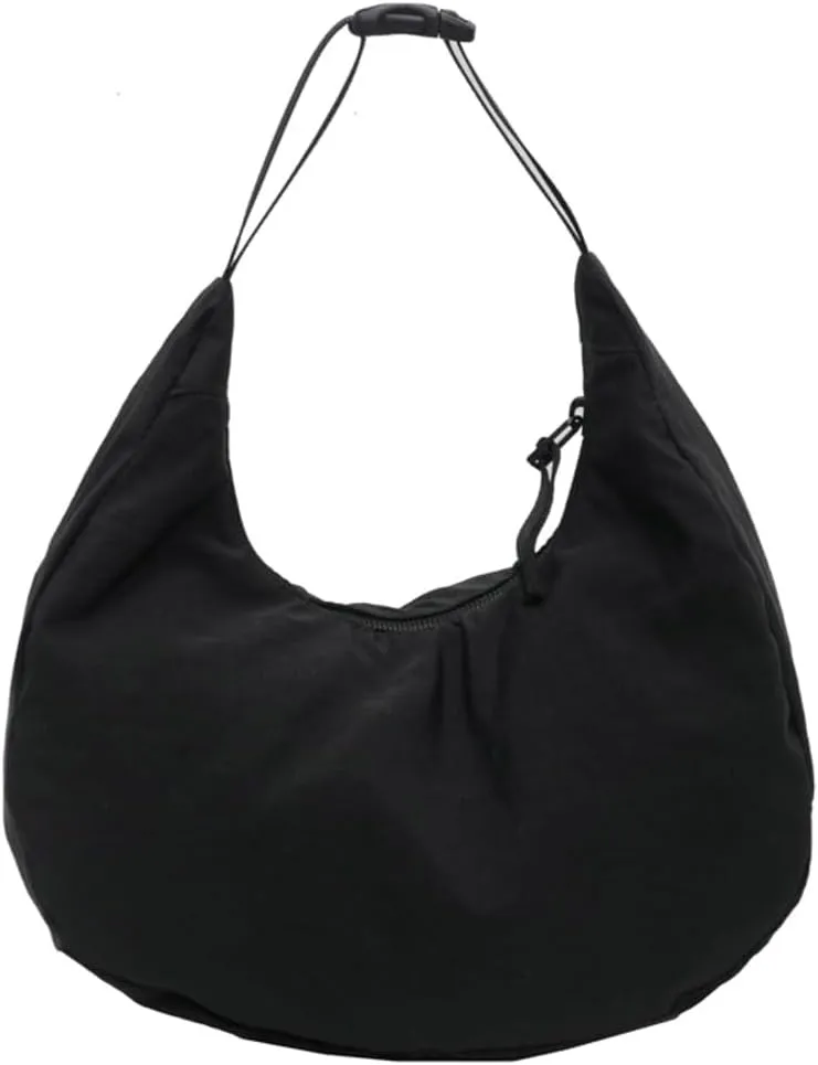 Small Crescent Handbag for Women Cute Nylon Crossbody Bag Half Moon Y2K Underarm Shoulder Bag with Adjustable Strap
