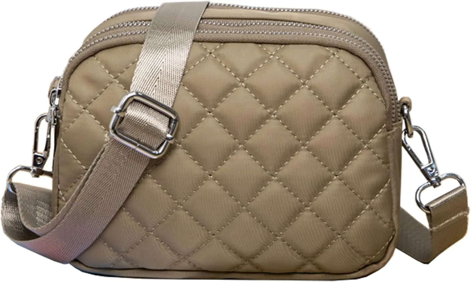 Small Crossbody Bag for Women, Mini Nylon Shoulder Purse and Handbag with Multi Zipper Pockets