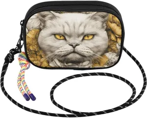 Small Crossbody Bags Exotic Shorthair Cat Floral for Women Cell Phone Purses Women's Shoulder Handbag Wallet Purse