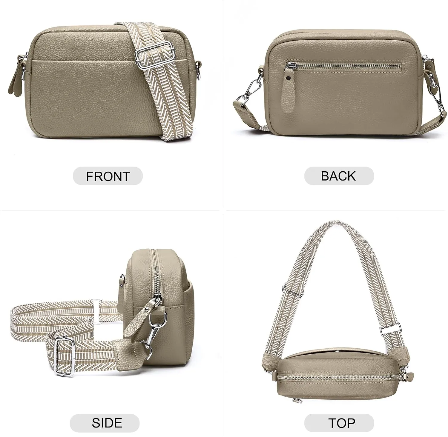 Small Crossbody Bags for Women Genuine Leather, Guitar Strap Shoulder Handbag Purse Camera Bag with Rfid Card Slots