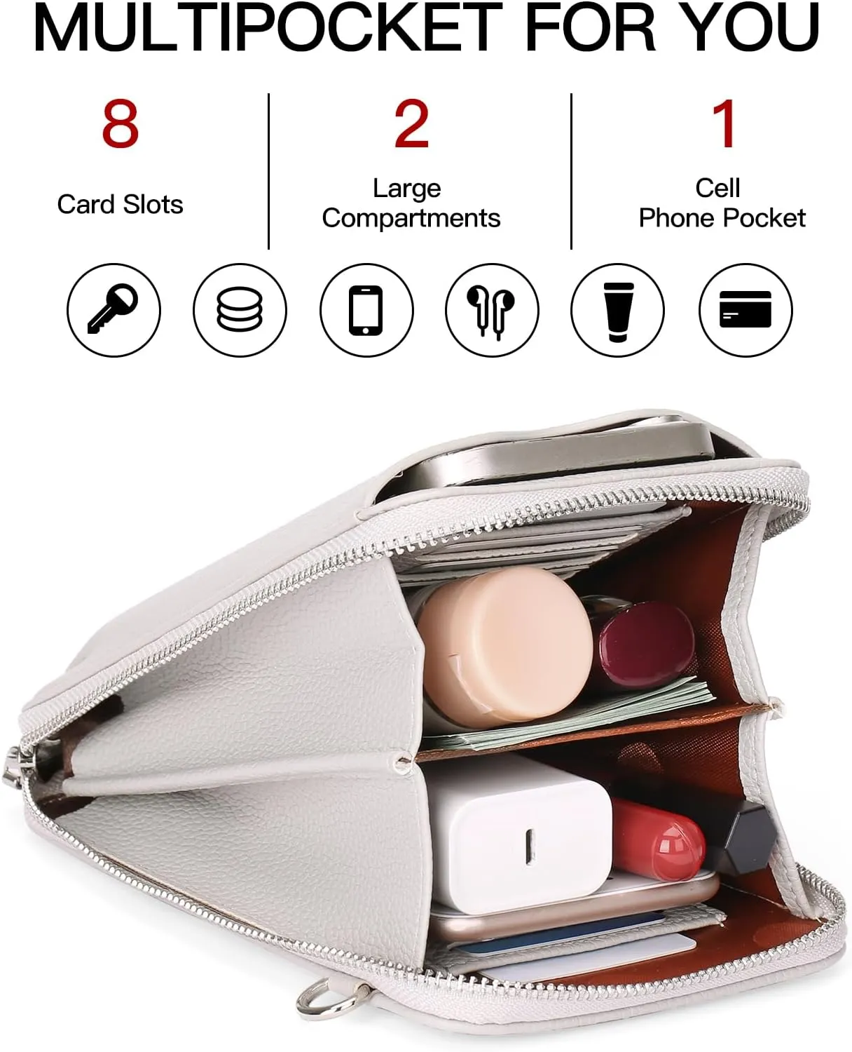 Small Crossbody Bags for Women Leather cell Phone Bag Wallet Purse with Credit Card Slots Adjustable Strap