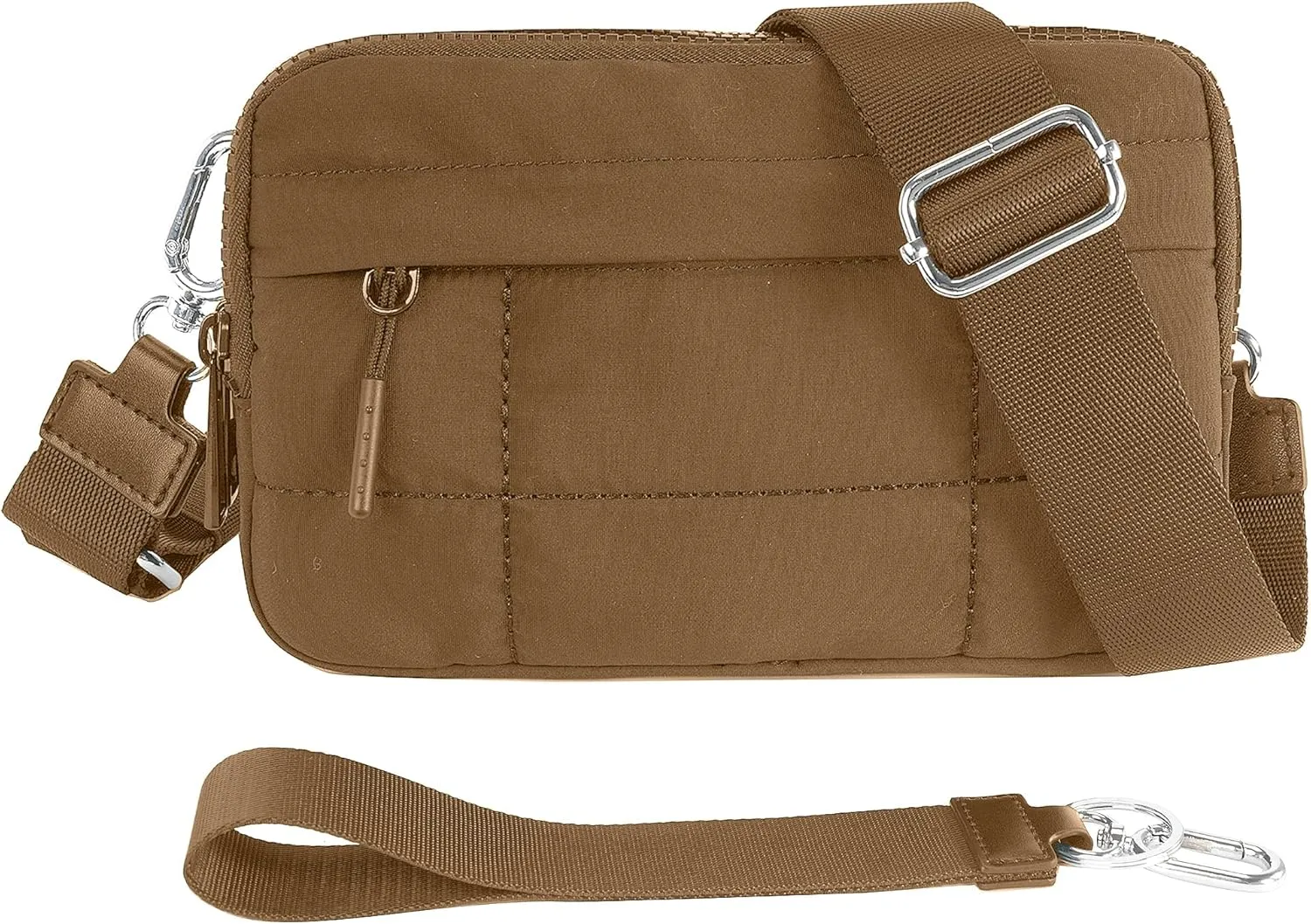 Small Crossbody Bags for Women Nylon Quilted Wristlet RFID Wallets with 4 Zipper Carry All Purse Credit Card Holder