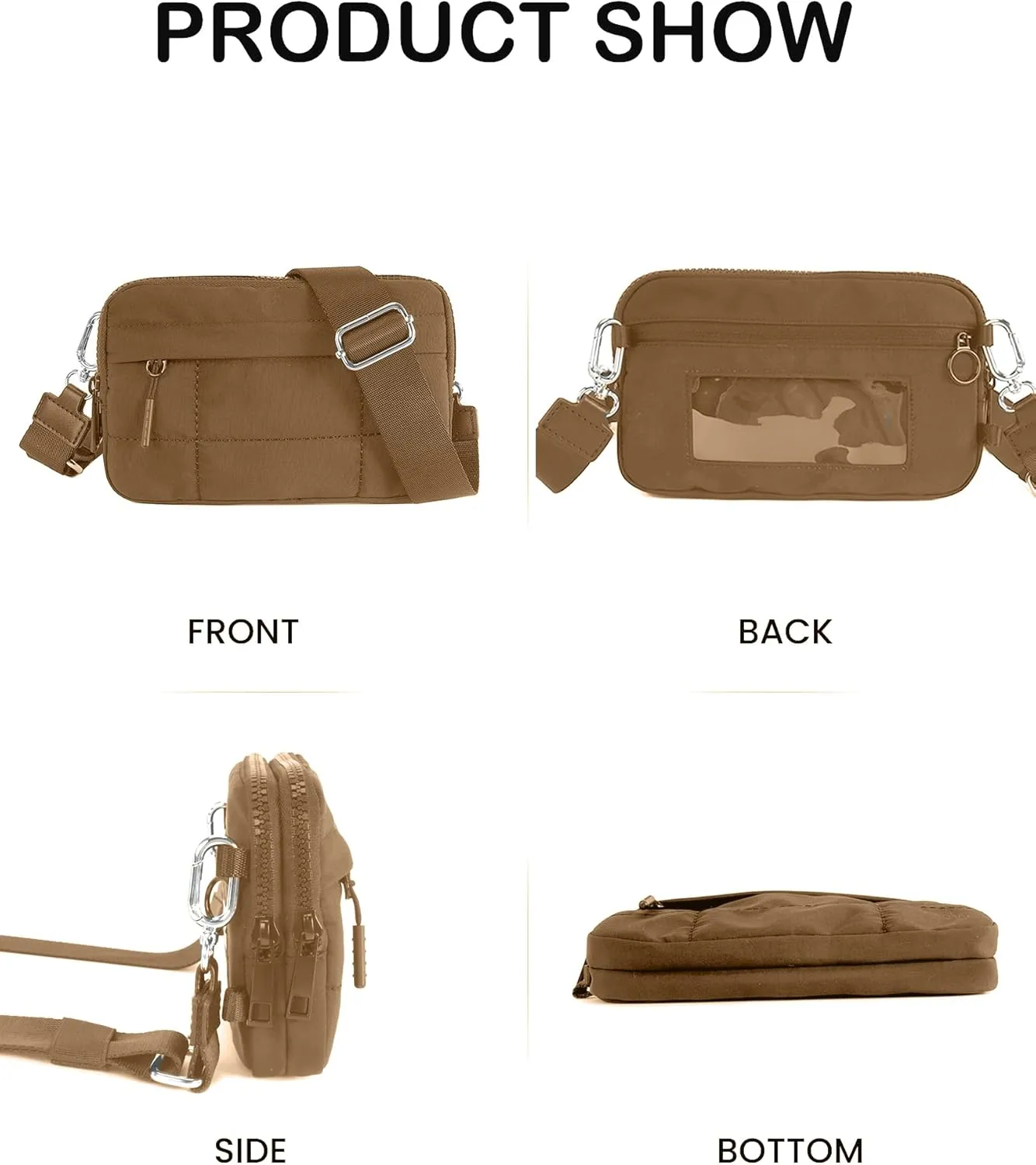 Small Crossbody Bags for Women Nylon Quilted Wristlet RFID Wallets with 4 Zipper Carry All Purse Credit Card Holder