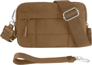 Small Crossbody Bags for Women Nylon Quilted Wristlet RFID Wallets with 4 Zipper Carry All Purse Credit Card Holder