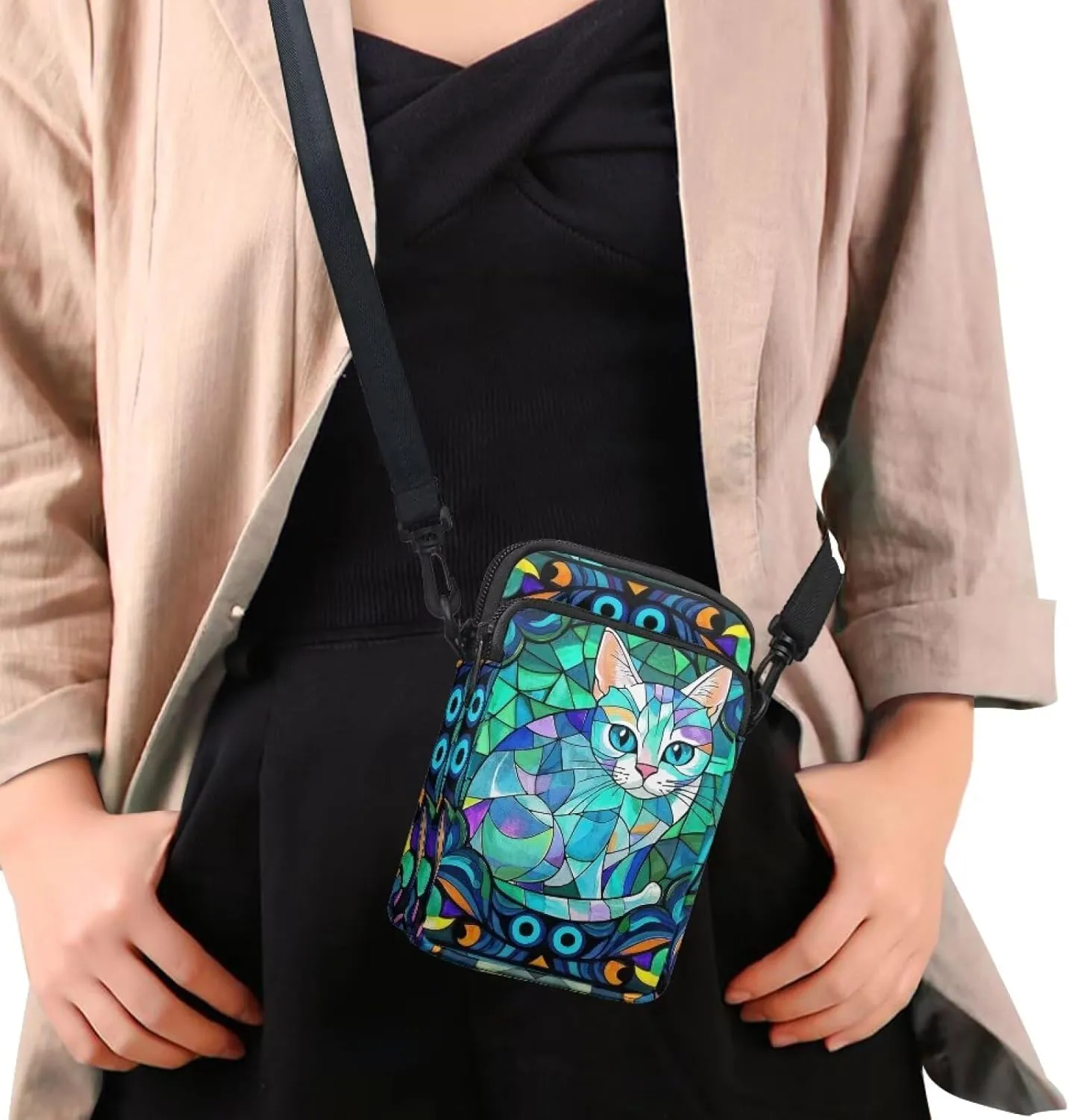Small Crossbody Bags for Women Peacock Birds Cell Phone Purses, Skulls Print Sling Handbags Travel Pouch Wallet