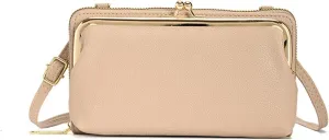 Small Crossbody Purse for Women RFID Blocking Leather Kiss Lock Cross Body Clutch Cell Phone Wallet
