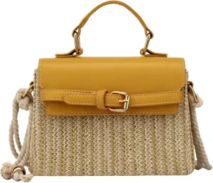 Small Cute Beach Bags for Women Straw Purses for Women Summer Purse Vacation Handbags Crossbody Bags Shoulder Bag(Yellow)